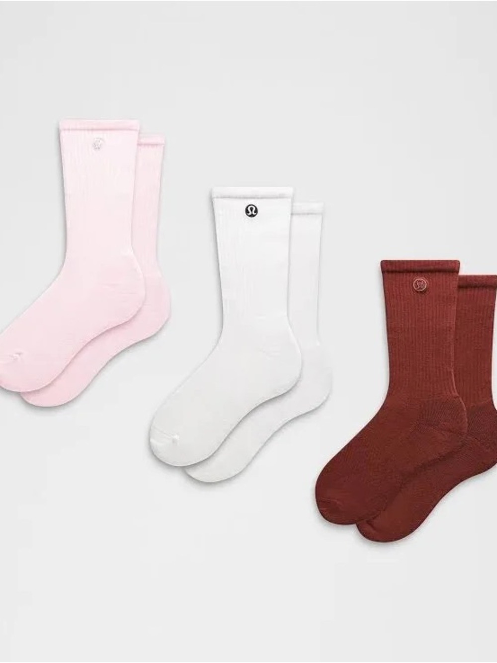 NWT Lululemon Daily Essential Crew Socks (3 Pack)
Rockwood/White/Blissful Pink